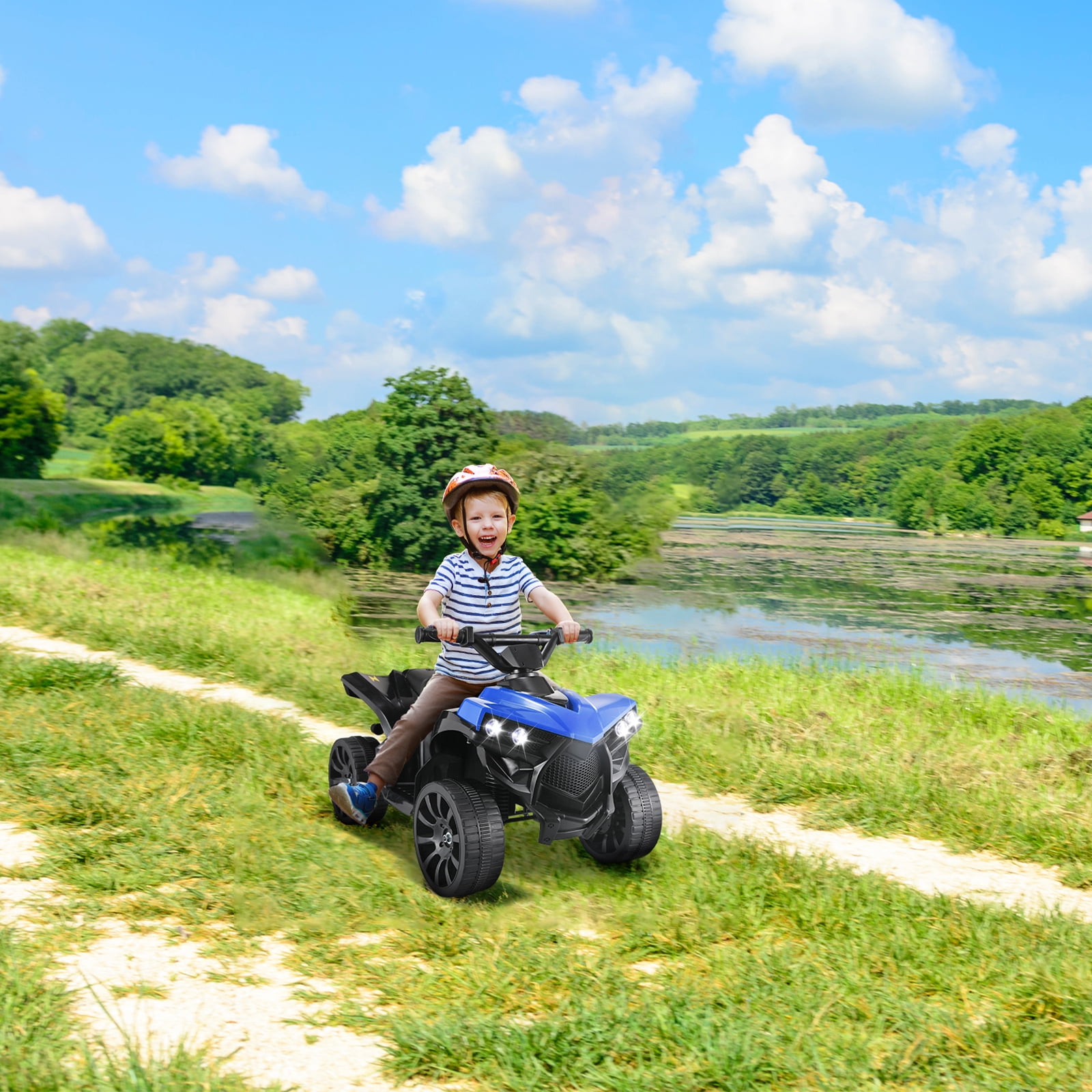 LAZY BUDDY 6V Powered Ride-on Toy for Kids, Toddler 4-Wheeler Quad ATV Play Car with 1.8mph Max Speed, for 2-4 Years Boys Girls