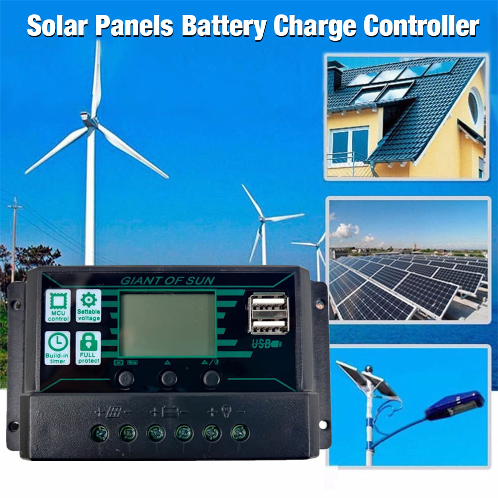 Color : 20A LCD Display Double USB Port Solar Charge Controller and 18V 20W Solar Panel 10A/20A/30A/40A/50A/60A 12V 24V