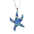 thumbnail image 2 of Juego de aretes y cadena con dije con forma de Estrella de mar, plata mexicana ley .925, azul, 2 of 5