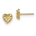 thumbnail image 1 of 14K Yellow Gold Polished Diamond Cut Heart Post Earrings, 1 of 2