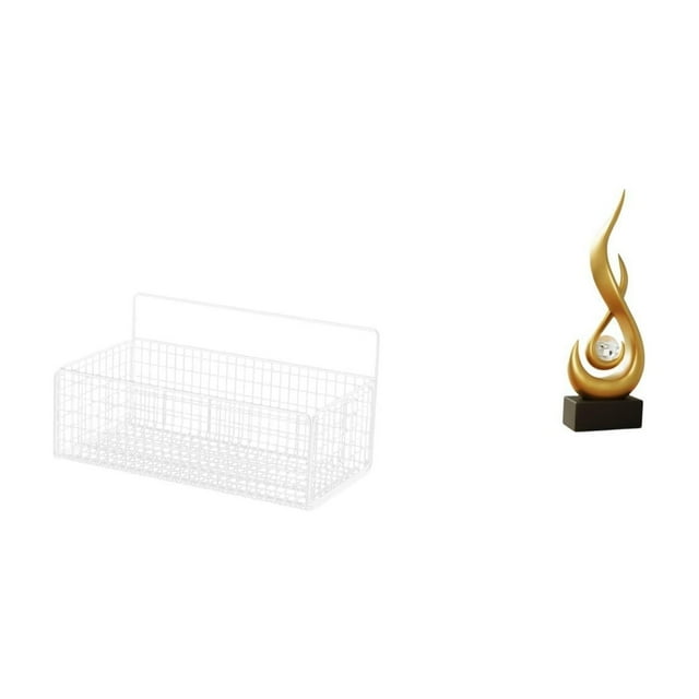 Cesta Organizadora De Pared De Metal Flotante Y Escultura Abstracta De Resina Con Forma De Llama Para Cocina Moderna, Baño, Sala De Estar, Armario, Decoración Y Almacenamiento.