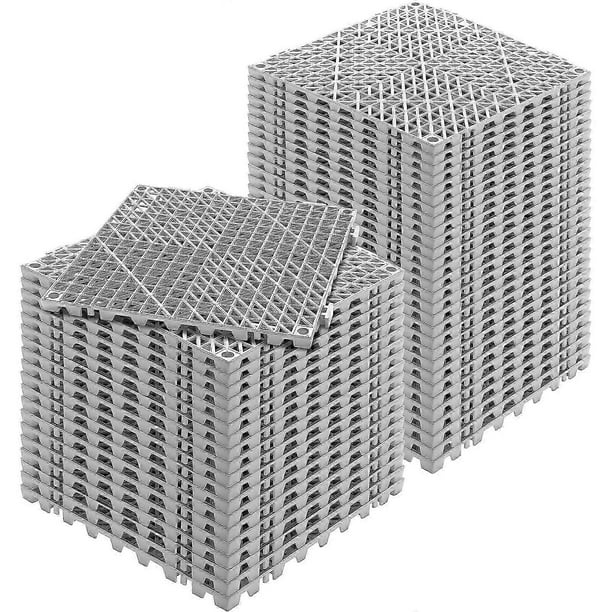 Interlocking Tile 50PCS Gray, Drainage Tiles 12" x 12" Splicing, Soft PVC Interlocking Drainage Floor Tiles