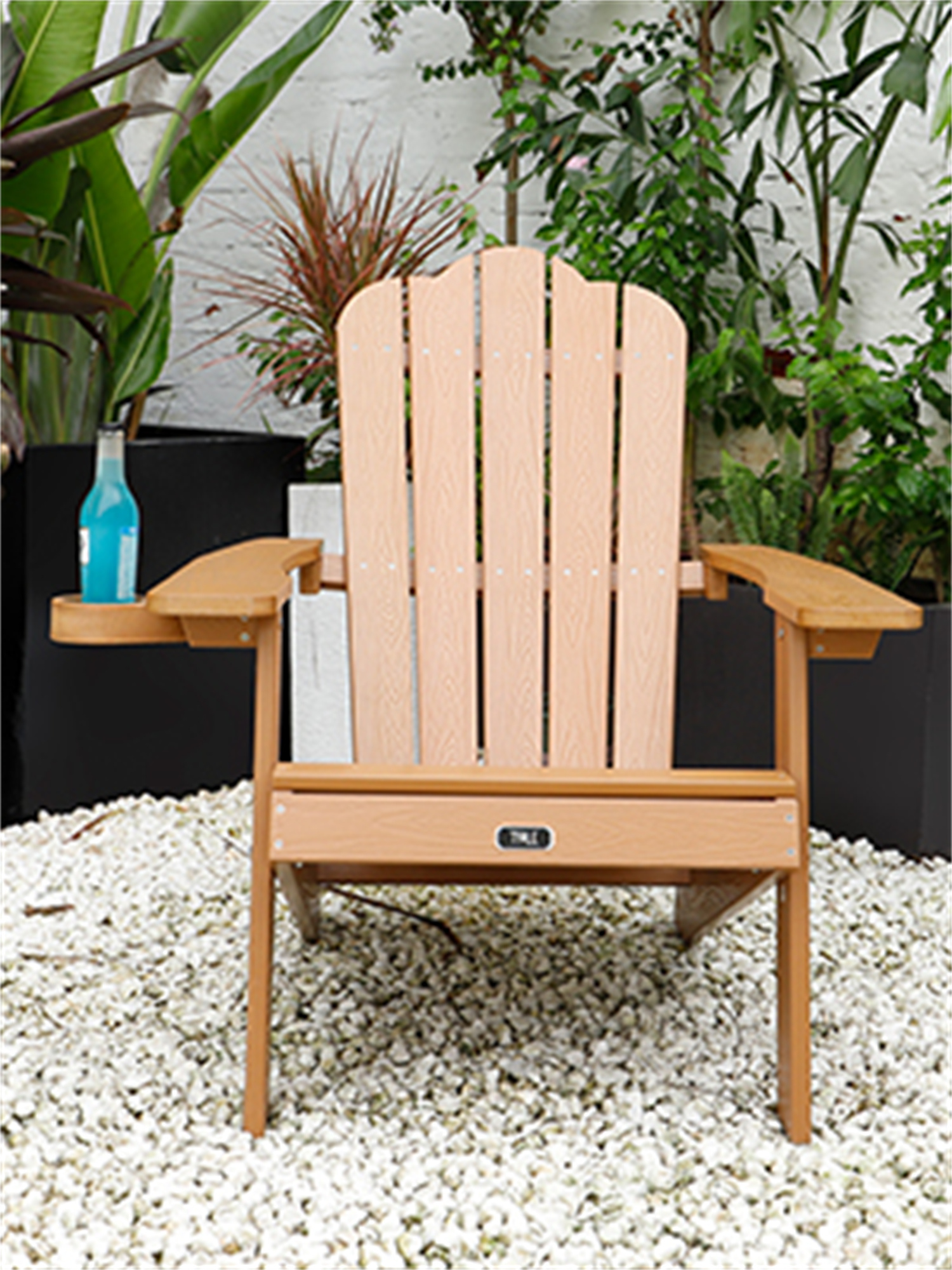 Oversized Folding Adirondack Chair with Cup Holder, Fade-Resistant Lounge Chair, 380lbs Capacity, All-Weather Chair for Lawn Outdoor Patio Deck Garden Porch Lawn, Brown - image 1 of 7