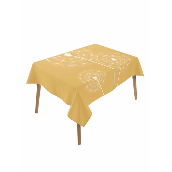 Yellow Dandelion Table Cloth, Waterproof Tablecloth for Rectangle Tables, Simple Floral Botanical Reusable Washable Fabric Table Cover for Restaurant Kitchen Dining Tables 60"x102"