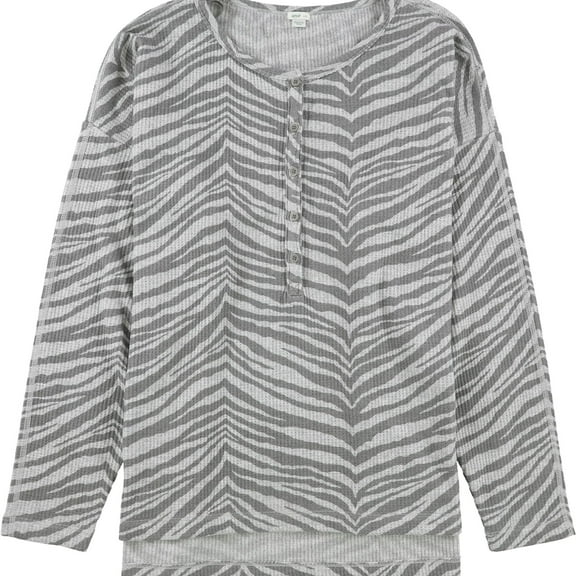 American Eagle Womens Animal Print Thermal Pajama Shirt, Grey, X-Small
