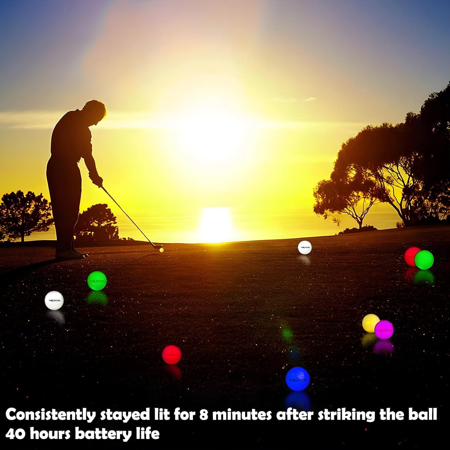 THIODOON 12 Pack Glow in The Dark Golf Balls Light up Led Golf Balls Night Golf Gift Sets for Men Kids Women
