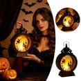 thumbnail image 2 of Witch LED Lantern, Black , 6.7" Battery Operated Light with Spooky Silhouette, Hanging & Tabletop Decor for Party, 2 of 8
