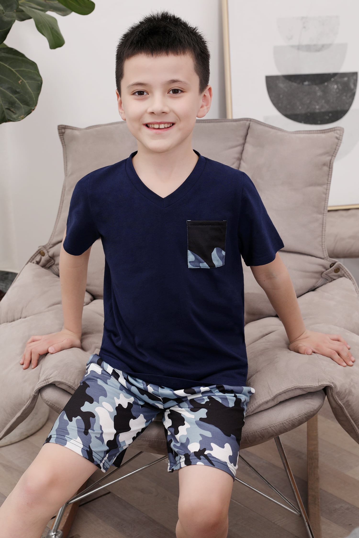 Uniexcosm Boys Pajamas Sets 2Piece Sleepwear Short Sleeve Pjs for Boy