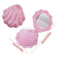 thumbnail image 4 of Foldable Shinning Travel Hair Brushes with Mirror, Shell Shape Pocket Brush Foldable Comb, Portable Folding Pocket Hair Brush Mini Hair Comb, Mini Makeup Mirror Brushes (A), 4 of 6