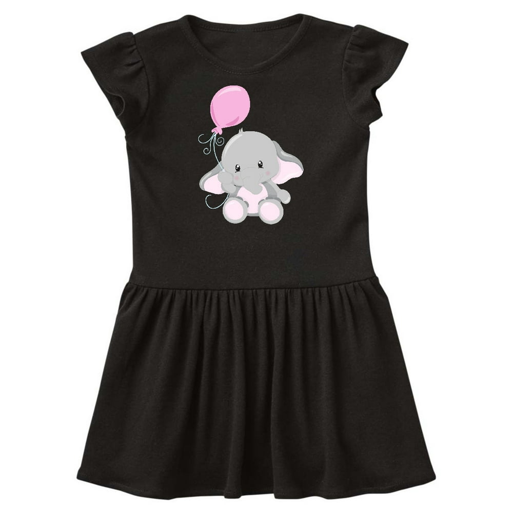 Cute Elephant Holding Pink Balloon, Gray Elephant Infant Dress ...