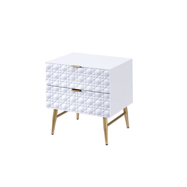 ACME Maisey II Table de Chevet en Blanc et Or