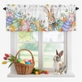 thumbnail image 2 of Valance for Windows,Easter Egg Cute Bunny Eucalyptus Valances Curtain Rod Pocket Valance for Kitchen Bedroom Living Room Bathroom,Country Wildflower Butterfly Short Curtains Window Treatment 54x18in, 2 of 9