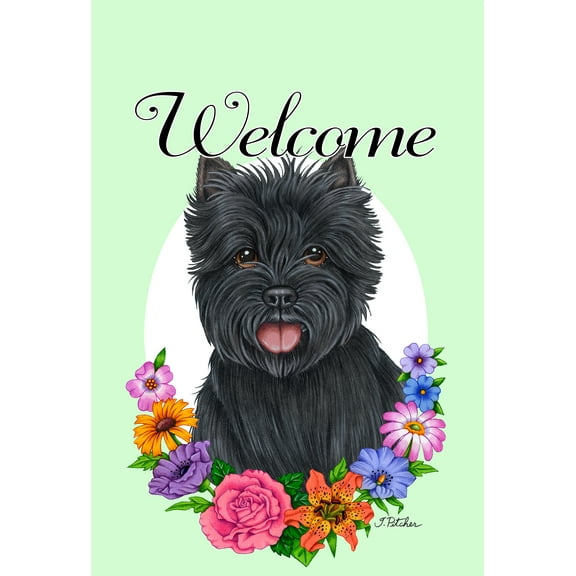 Cairn Terrier Black - Best of Breed Welcome Flowers Garden Flags