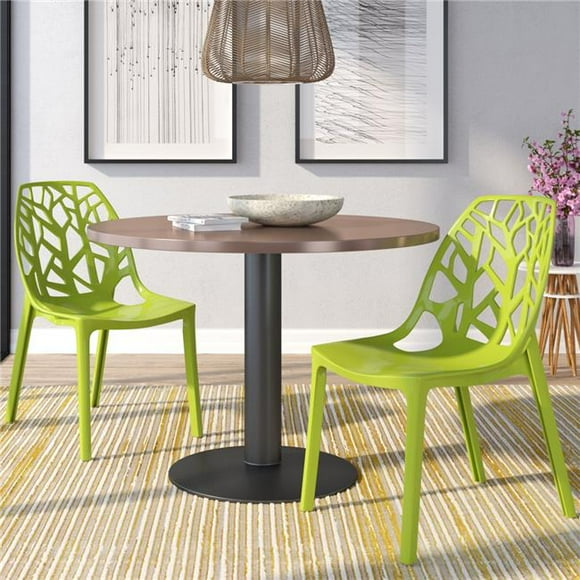 LeisureMod C18SG2 Modern Cornelia Dining Chair, Solid Green (Set of 2)
