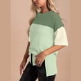 thumbnail image 4 of Patlollav Womens Tshirts Under $10, Women's Summer Round Neck Shirt Fashion Versatile Casual Color Block Short-Sleeve Blouse, 4 of 6