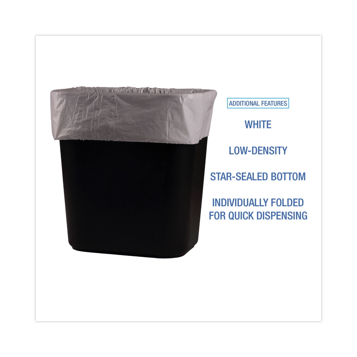 Boardwalk Linear Low Density Industrial Trash Bags, 16 gal, 0.5 mil, 24 x 32, White, 500/Carton