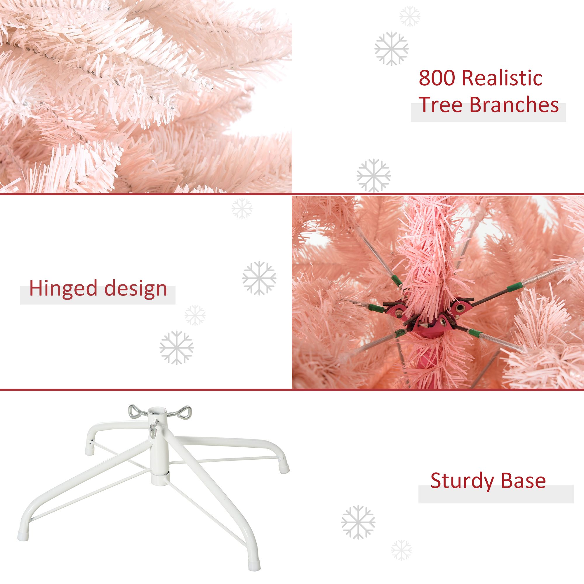 Unlit Artificial Christmas Tree, 6 ft Spruce with 800 Tips and Realistic PVC Branches, Foldable Base for Holiday Decorating