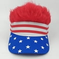thumbnail image 2 of LIIPEE Stylish Unisex Baseball Cap Casual US National Flag Printed Fashion Hats With Wig Celebrate America's 250th Anniversary Freedom Outdoor Comfortable Breathable Daily Hats,Red,One Size, 2 of 6
