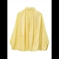 thumbnail image 4 of Chaqueta Acolchada para Mujer, Estilo Urbano, Holgada, Informal, con Mangas Murciélago, Solapa, Plisada y Cremallera. Amarillo S, 4 of 7