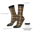 thumbnail image 4 of KLL khaki coffee plaid Print Cool Socks Men's Women's Crew Socks Funny Crazy Novelty Stockings, 4 of 6