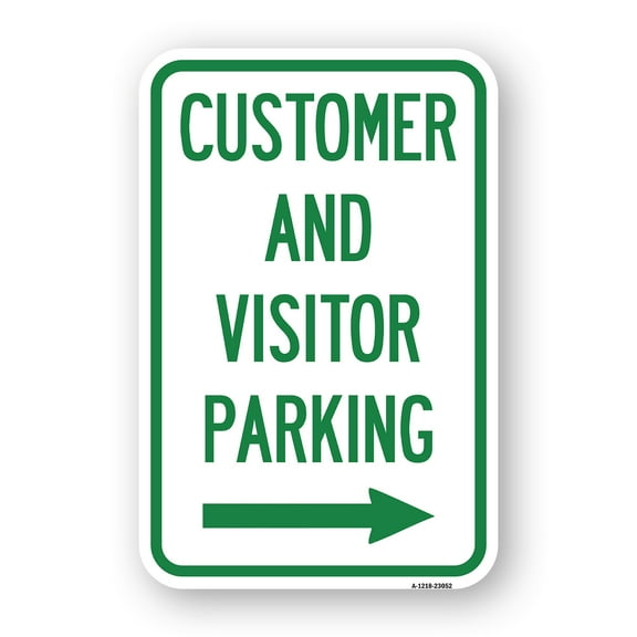 SignMission A-1824-23052 18 x 24 in. Aluminum Sign - Reserved Parking Sign Customer & Visitor Parking with Right Arrow