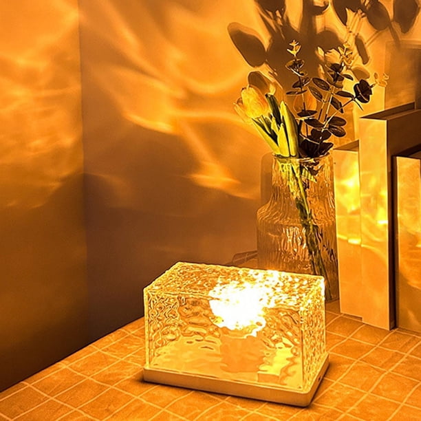 Luces giratorias onduladas de agua, luz nocturna de techo, Control táctil, lámpara de luz nocturna de cristal para bares, dormitorio, estudio, salas , 3 colores