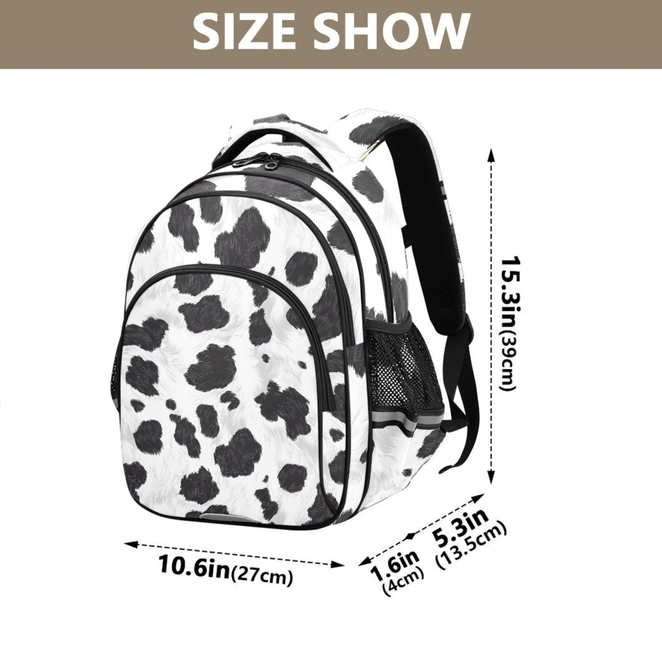 ALAZA Cow Print School Backpack Elementary Bag Bookbag Travel Rucksack