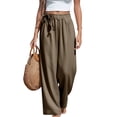 thumbnail image 3 of Dresfit Womens Linen Pants Wide Leg Palazzo Beach Slacks Summer 2026 Loose Lightweight Trousers Cotton Flowy Business Pant with Pockets Khaki M, 3 of 7
