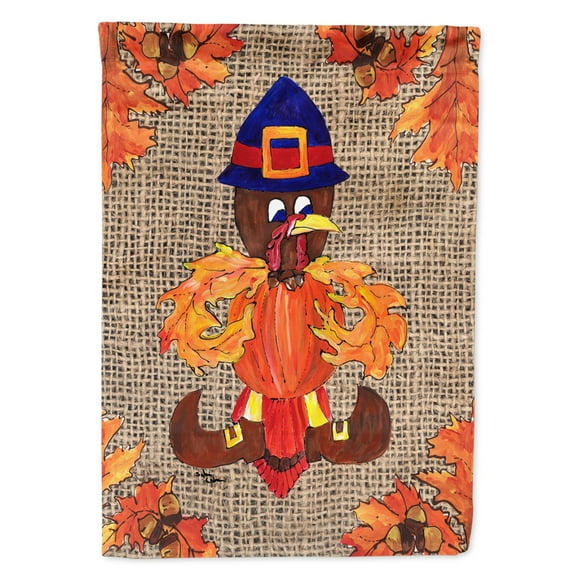 Carolines Treasures 8743-FLAG-PARENT Thanksgiving Turkey Pilgrim Fleur de lis Flag multicolor