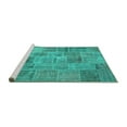 thumbnail image 2 of Ahgly Company Machine Washable Indoor Round Patchwork Turquoise Blue Transitional Area Rugs, 4' Round, 2 of 4