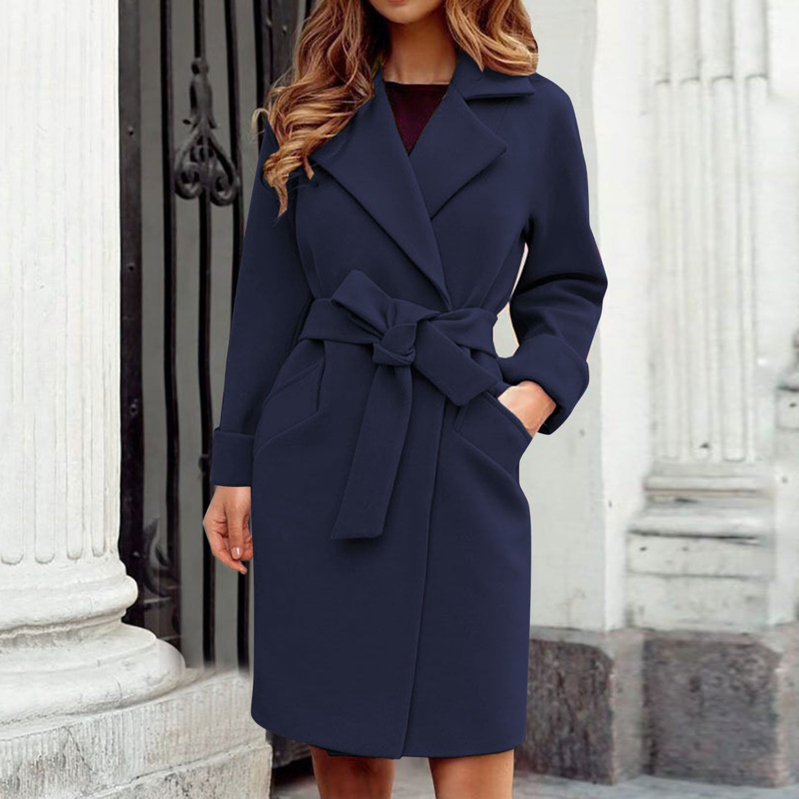 Pxiakgy Manteau Trench pour Femmes, Décontracté, Mi-Long, Col à
