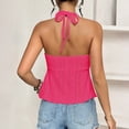 thumbnail image 5 of Women's Halter Hollow Out Tank Tops V Neck Tie Back Ruffled Hem Blouses Summer Casual Shirts, XL, 5 of 5