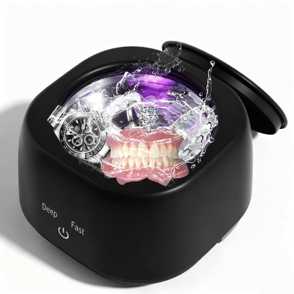 Ultrasonic Cleaner for Retainers, Dentures, Aligners, Jewelry & More - 48kHz Portable Dental Device with 2 Modes, Stainless Steel Tank for Braces, Mouthguards, and Toothbrush Heads