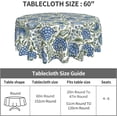 thumbnail image 3 of Boho Round Tablecloth 60 Inch Blue Green Vintage Floral Table Cloth Chinoiserie Flower Spring Summer Table Covers Polyester Indoor Outdoor Farmhouse Tablecloths for Kitchen Dining Party Picnic, 3 of 7