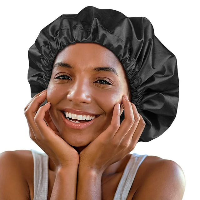 Gorro de ducha Jumbo para hombres y mujeres con trenza de caja, cabello largo y rizado para evitar el encrespamiento