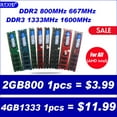 thumbnail image 1 of PLEXHD Desktop PC Memory RAM Memoria Module DDR2 DDR3 PC3 1600Mhz 1333Mhz 800MHz 667 MHz PC2 6400 2GB 4GB 8GB for intel, 1 of 4