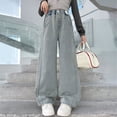 thumbnail image 5 of Nilvkv Girls Jeans, Jeans for Girls, High Waist Slim Wide Leg Stretchy Denim Pants Casual Summer Daily Wear Blue 13-14 Years, 5 of 8