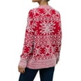 thumbnail image 4 of QAFOPEH Women Christmas Snowflake Print Round Neck Rowan Long Sleeve Knitwear Top, 4 of 7