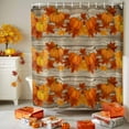 thumbnail image 3 of Fall Thanksgiving Shower Curtains for Bathroom, Orange Pumpkin Maple Leaf Wood Grain Waterproof Fabric Shower Curtain for Bathroom Bathtub Decoration, Machine Washable, 72"x84", 3 of 9