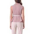 thumbnail image 3 of INSPIRAR CHIC Chaleco de Blazer de Oficina sin Mangas con Solapa y Cinturón en Color Gris Rosa, 3 of 6