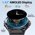thumbnail image 3 of Military Smart Watch for Men AMOLED 1.43" Rugged Smart Watch with 100+ Sports Modes Fitness Tracker Watch with Heart Rate Sleep Tracker Tactical Smartwatch for iPhone Android, 3 of 7