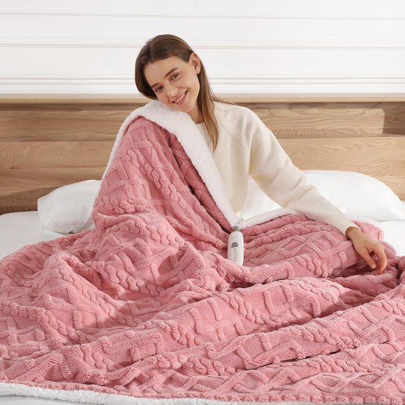 Manta térmica Zorvixia de 50 x 150 cm con 5 niveles de calentamiento, color rosa