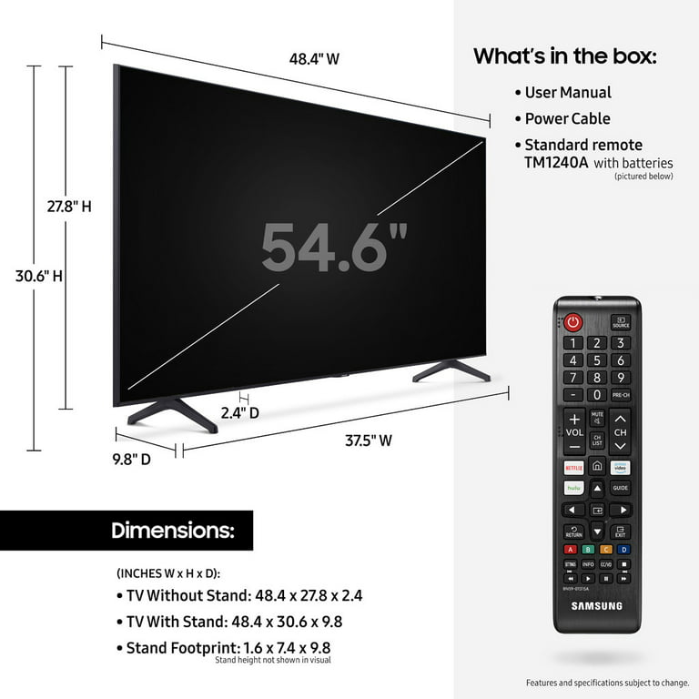 SAMSUNG 55 Class 4K Crystal UHD (2160P) LED Smart TV with HDR UN55TU7000 