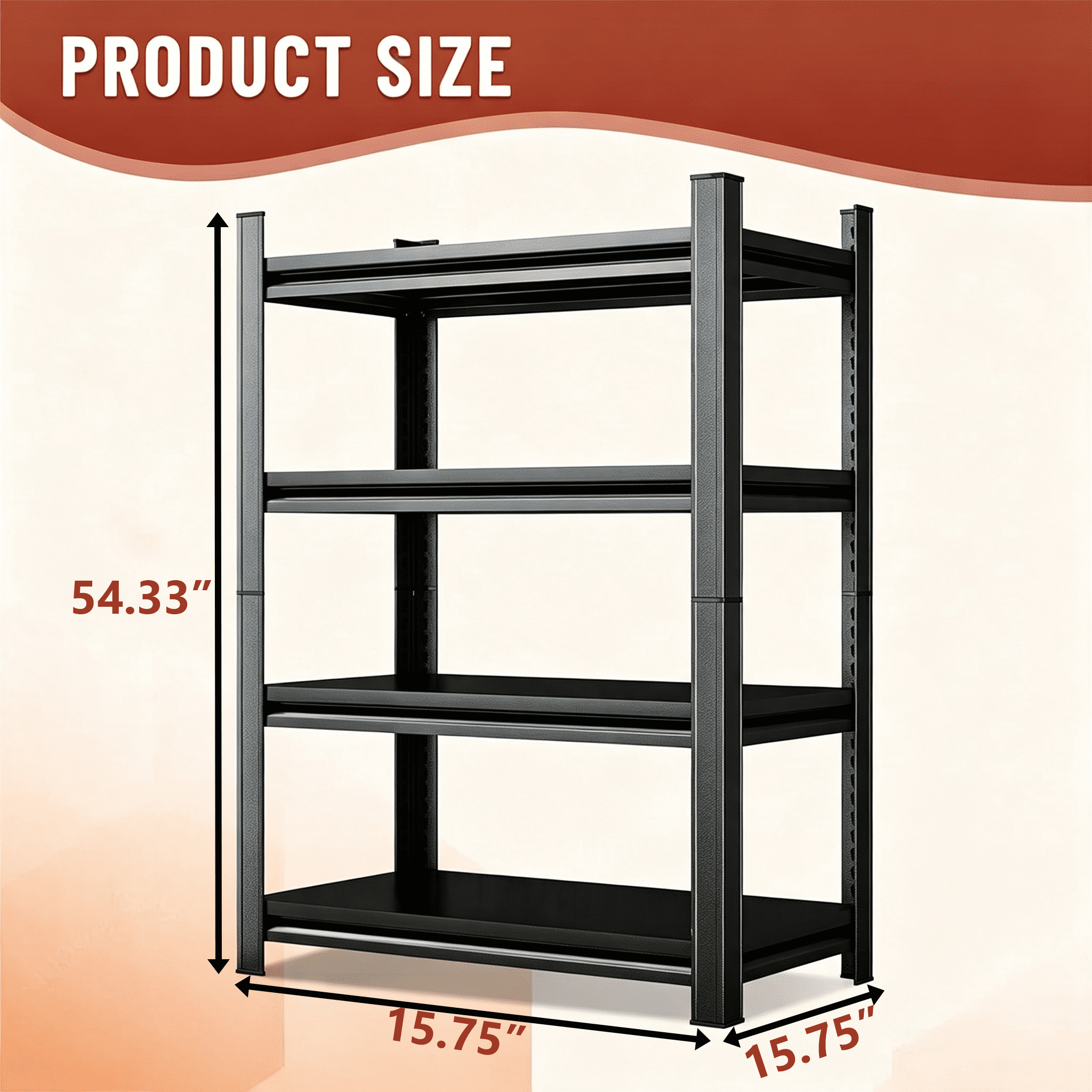 4-Tier Adjustable Metal Storage Shelving Unit, Black Heavy Duty Kitchen Organizer for Home Space Saving