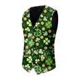 thumbnail image 6 of St. Patrick's Day Printed 3-Piece Knit Vest and Trousers Ensemble with Bowtie, Men's Festival Green Pattern Suit for Celebrations, 6 of 7