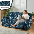 thumbnail image 4 of ZIATUBLES Vintage Flower Recliner Cover for 3 Cushion Reclining Sofa, Dark Blue Stretch Recliner Couch Covers with Storage Pockets Set of 8, Soft Washable Furniture Protector for Pets, 4 of 9