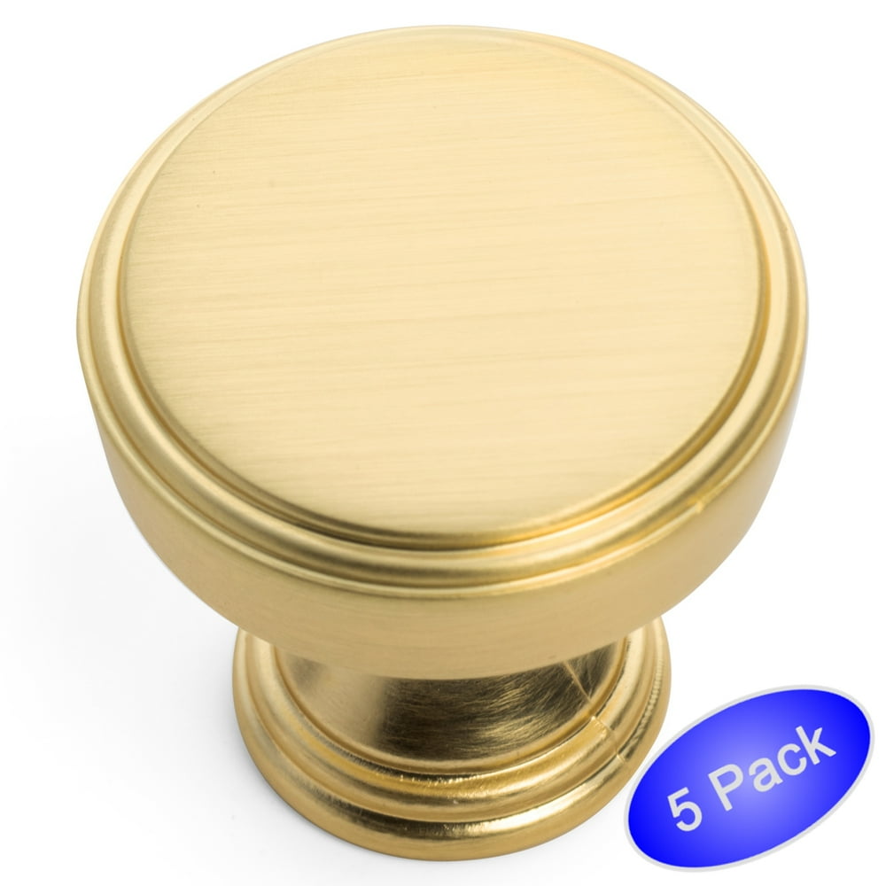 5 Pack Cosmas 1940BG Brushed Gold Hardware Round Knob 15/16