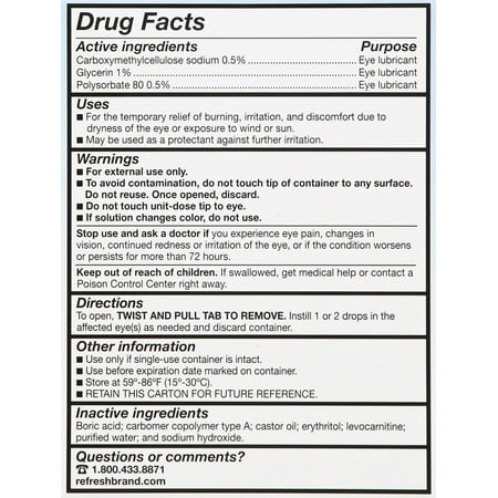 Refresh Optive Advance Triple Action Optical Drops, Unisex, 30ct, 6-Pack