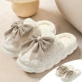 thumbnail image 2 of RUIYANQI Women's Fluffy Cotton House Slippers Bowknot Decor Anti-Slip Platform Sole Soft Cozy Indoor Winter Shoes For Women White Women Sandal, 2 of 8