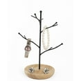 thumbnail image 5 of Mango Steam Jewelry Tree Hanger for Bracelets, Necklaces, Hoop Earrings, & Rings (Black, Tan Wood), 5 of 11